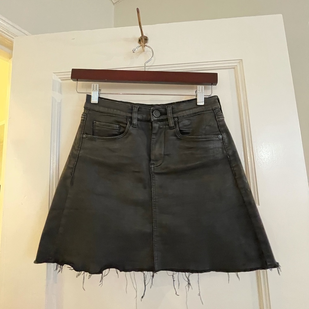 Blank NYC Shimmery Denim Black Mini Skirt